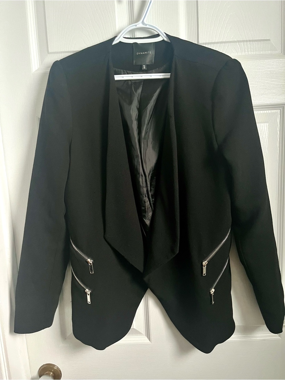 Dynamite Blazer Black Zip Relaxed Large Women long sleeve chic Classic